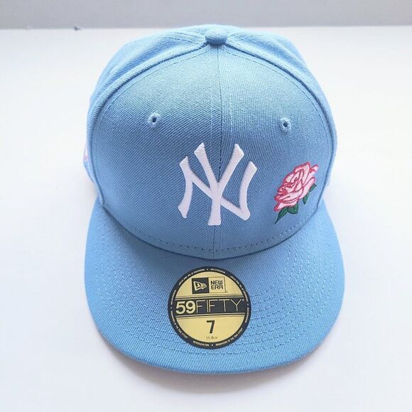 NY New York Yankees World Series New Era Blue Rose Floral Baseball Hat Size 7 main image 6